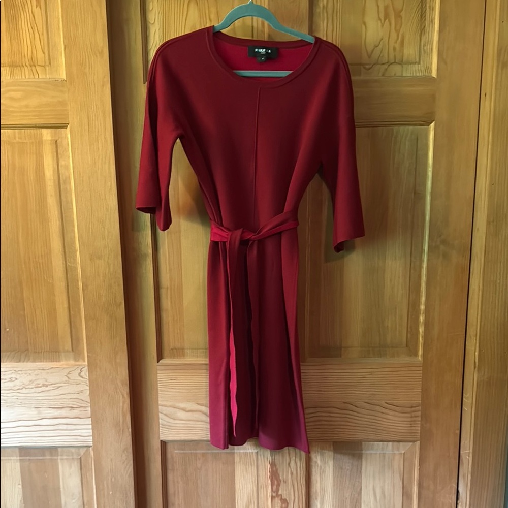 PAULE KA Red Sheath Dress with Dolman Sleeves